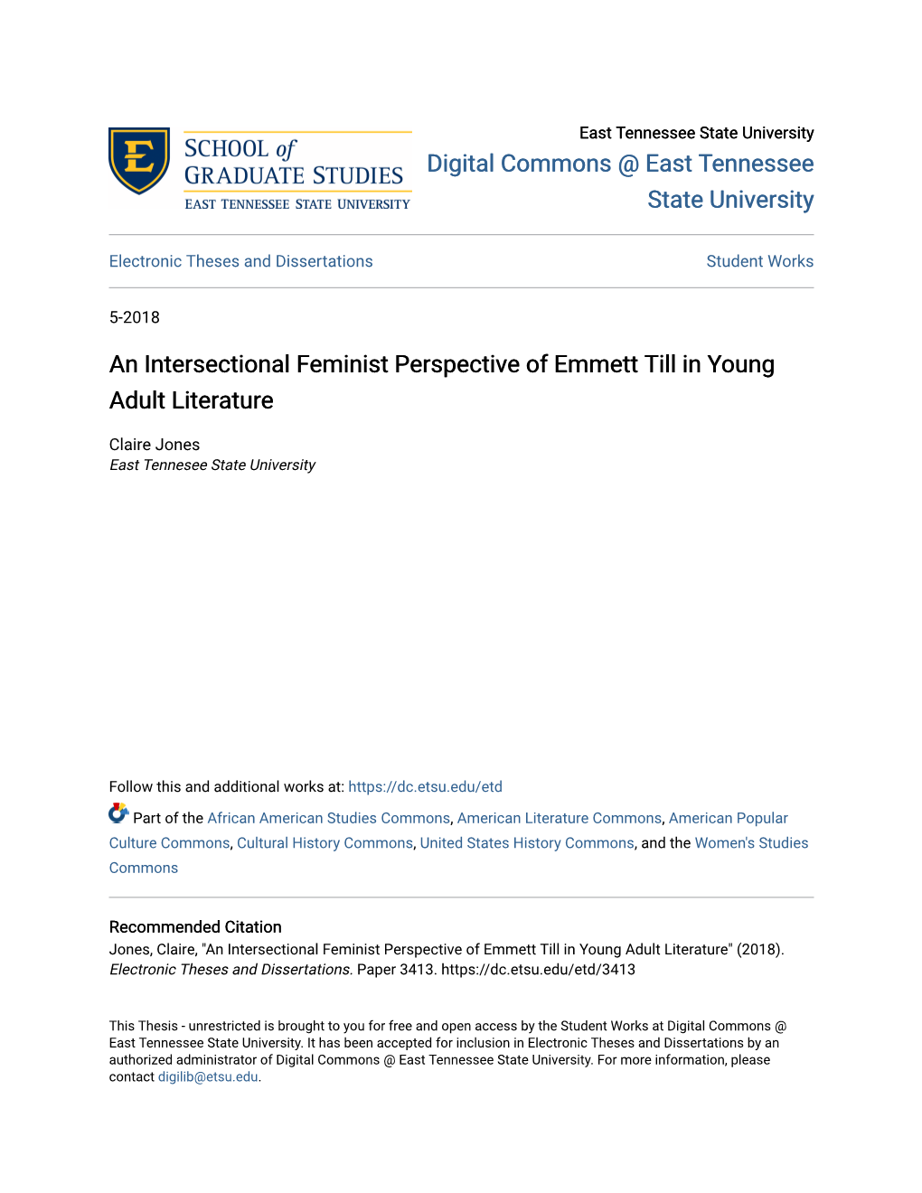 An Intersectional Feminist Perspective of Emmett Till in Young Adult Literature