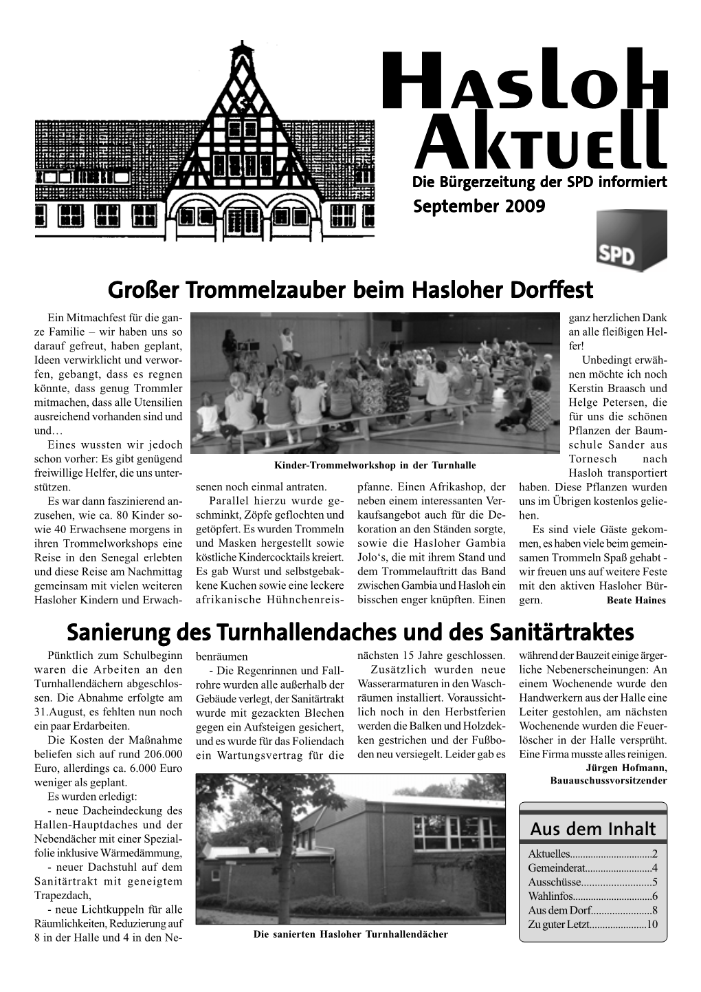 Hasloh Aktuell Die Bürgerzeitung Der SPD Informiert September 2009