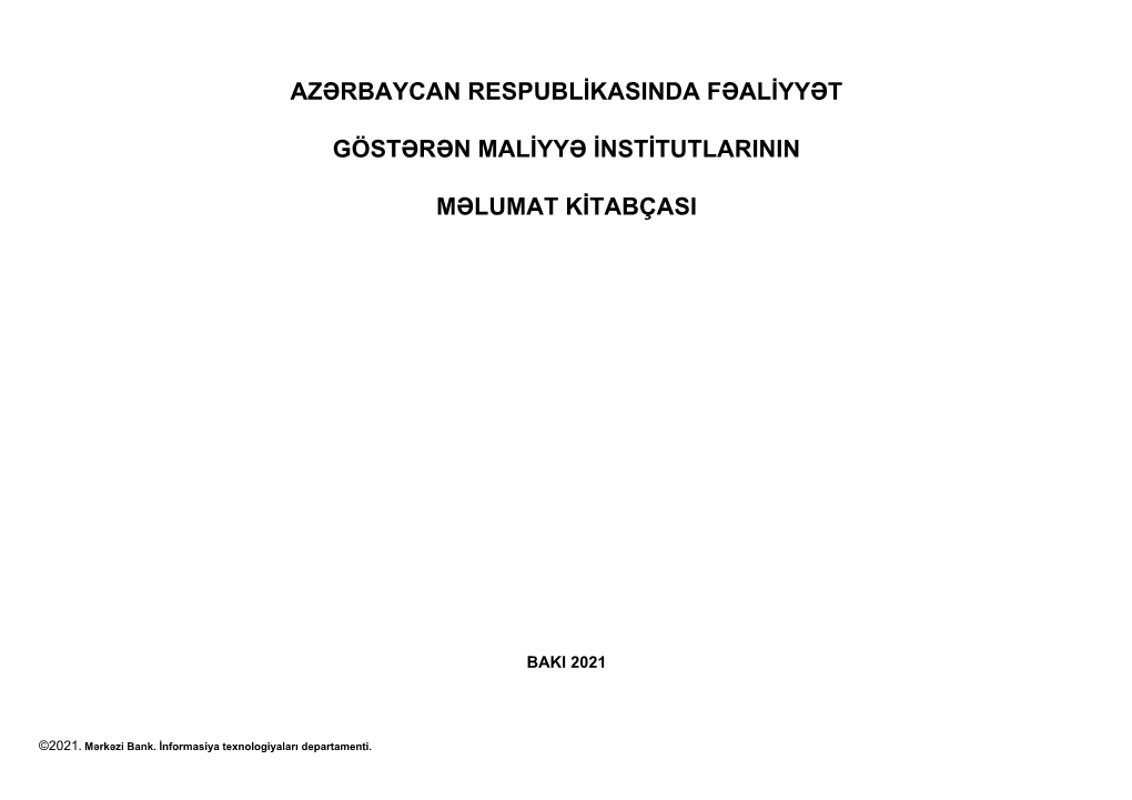 Azərbaycan Respublikasinda Fəaliyyət Göstərən Maliyyə