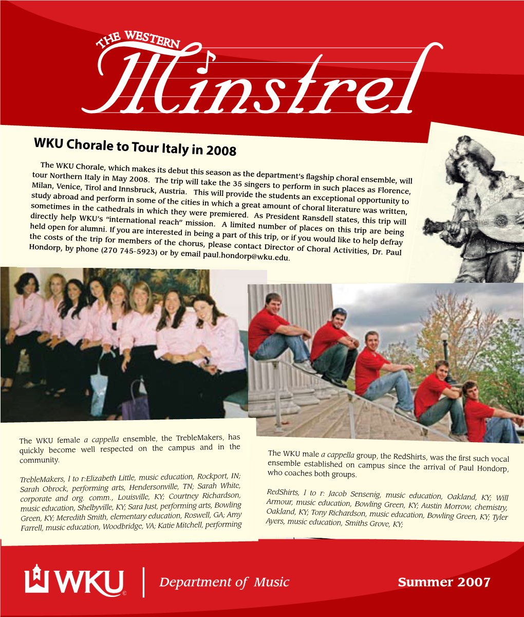 WKU Chorale to Tour Italy in 2008