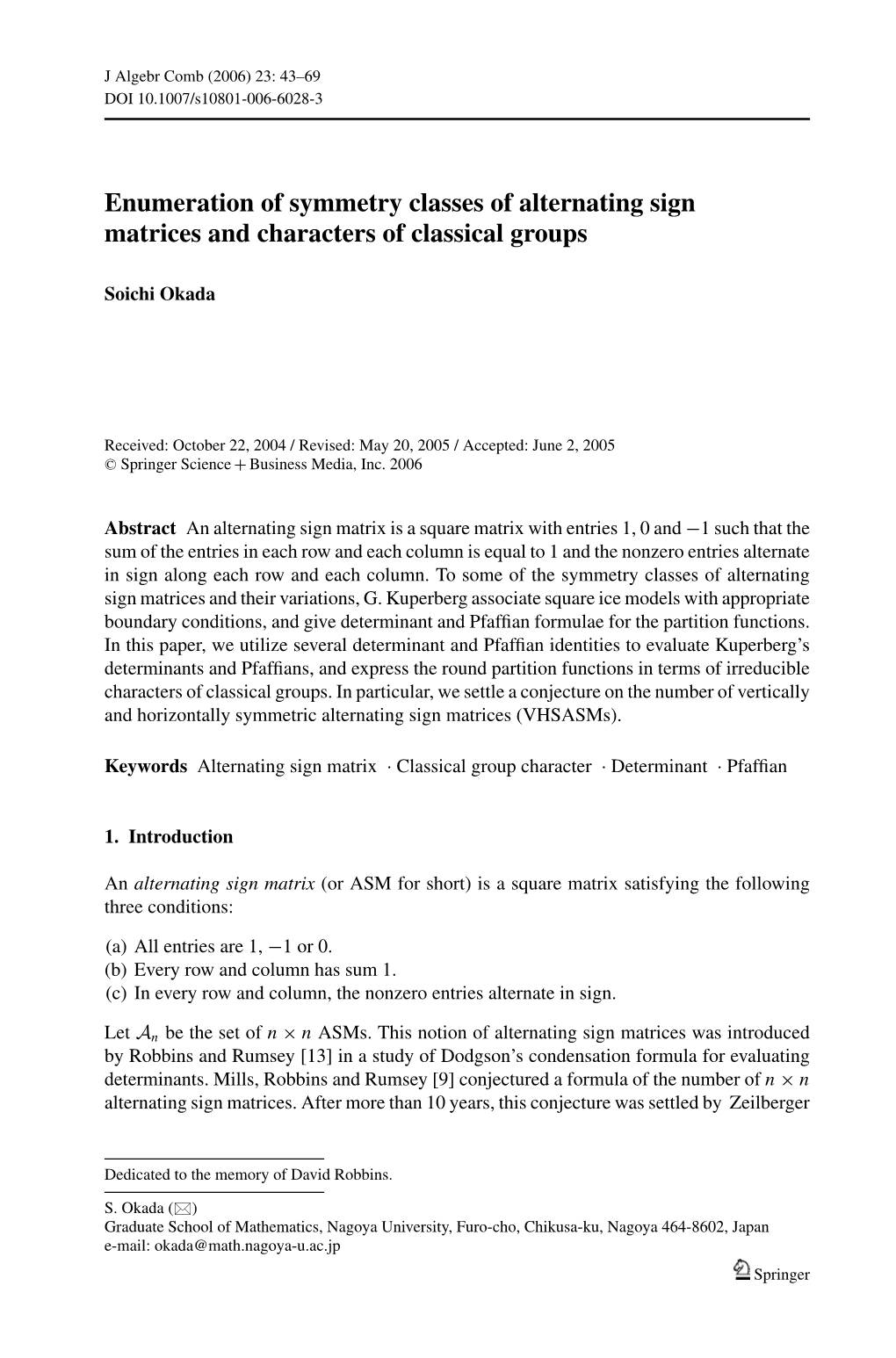 Enumeration of Symmetry Classes of Alternating Sign Matrices and Characters of Classical Groups