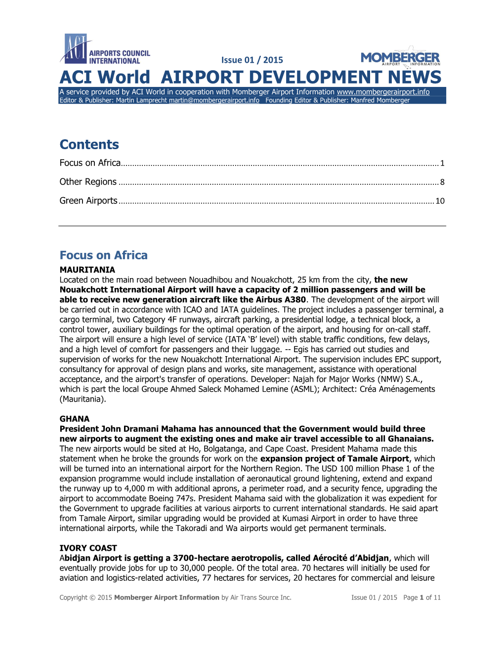 ACI World Airport Development News: Issue 01 – 2015