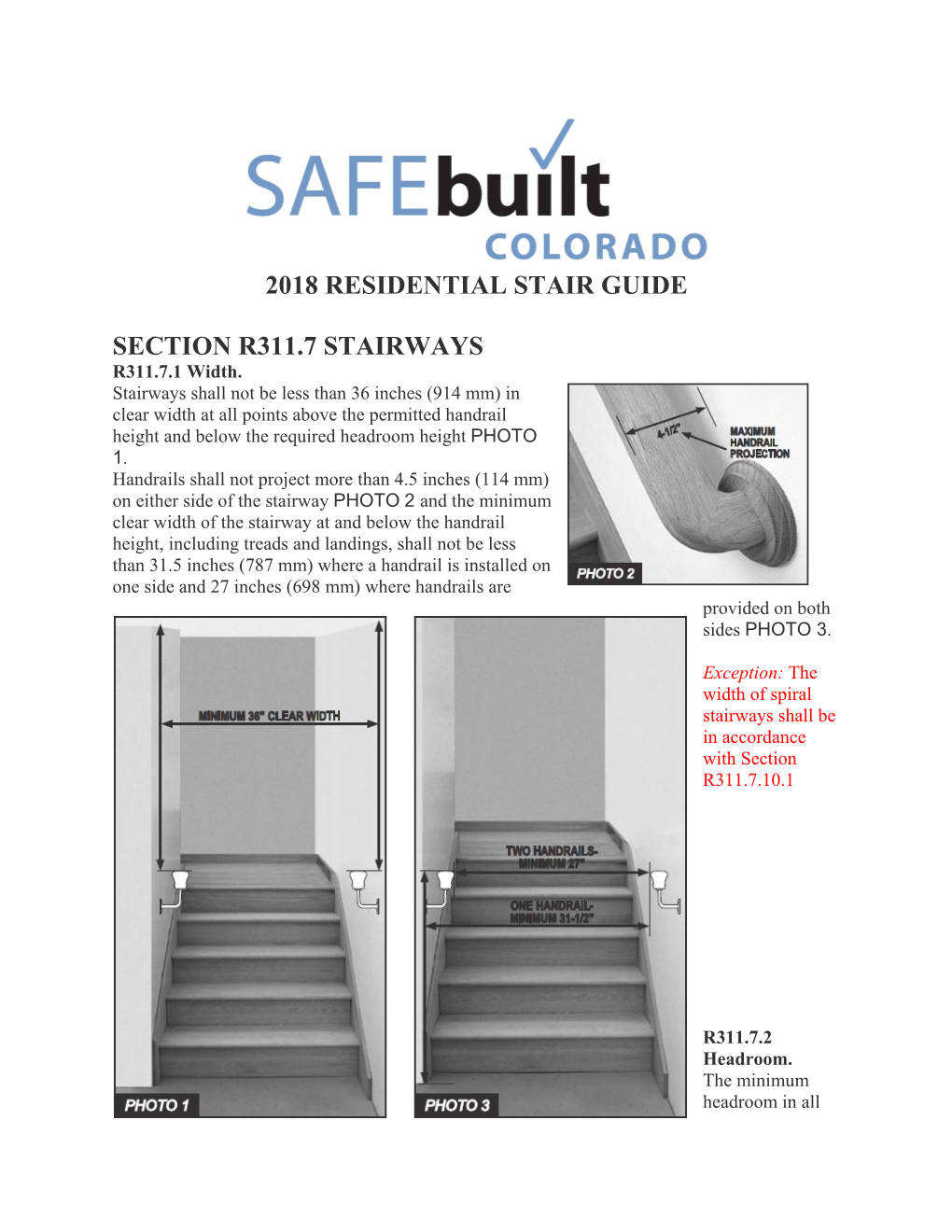 2018 Residential Stair Guide Section R311.7 Stairways