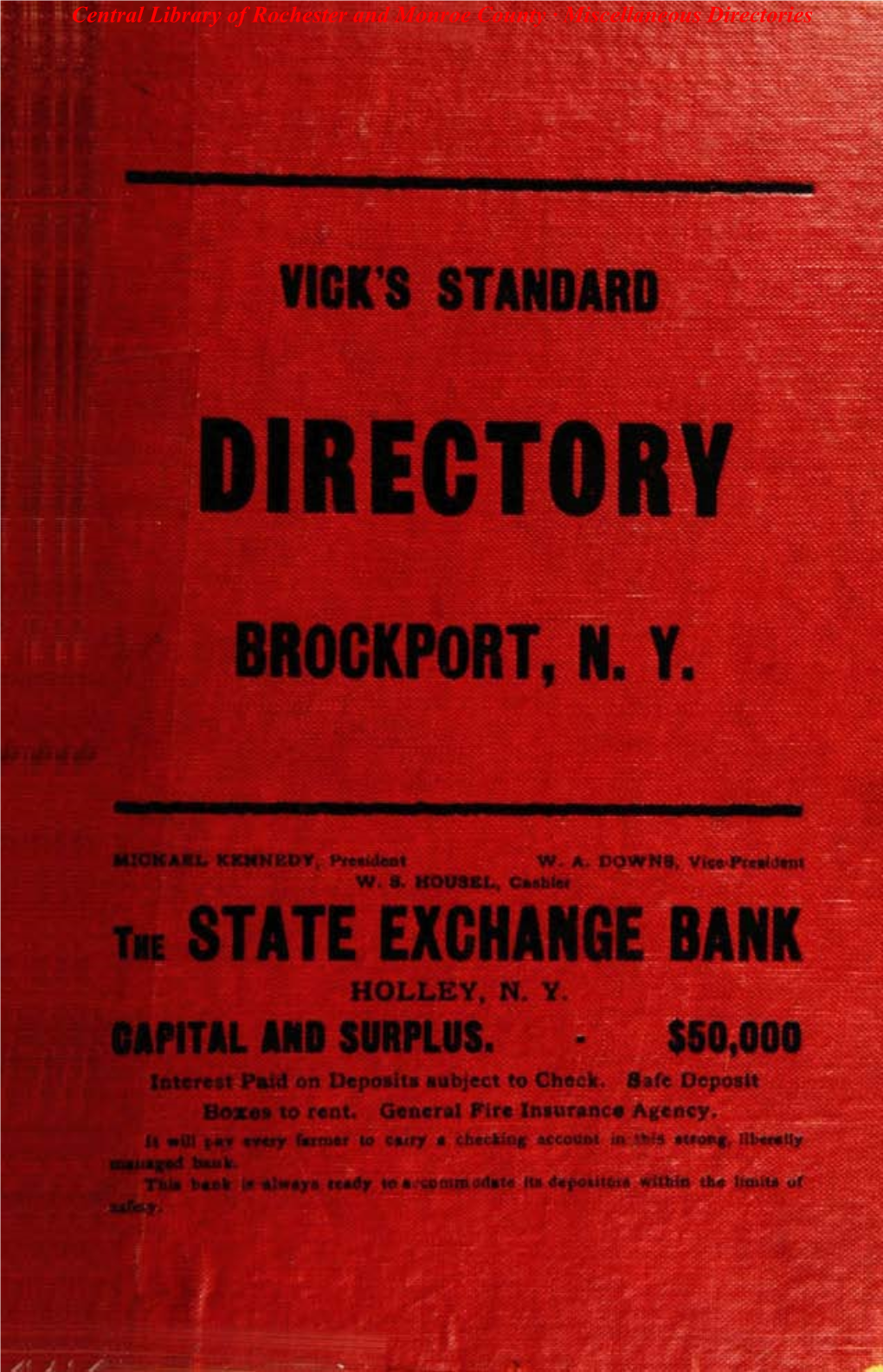 Vick's Standard Directory and Reference Book Brockport, NY