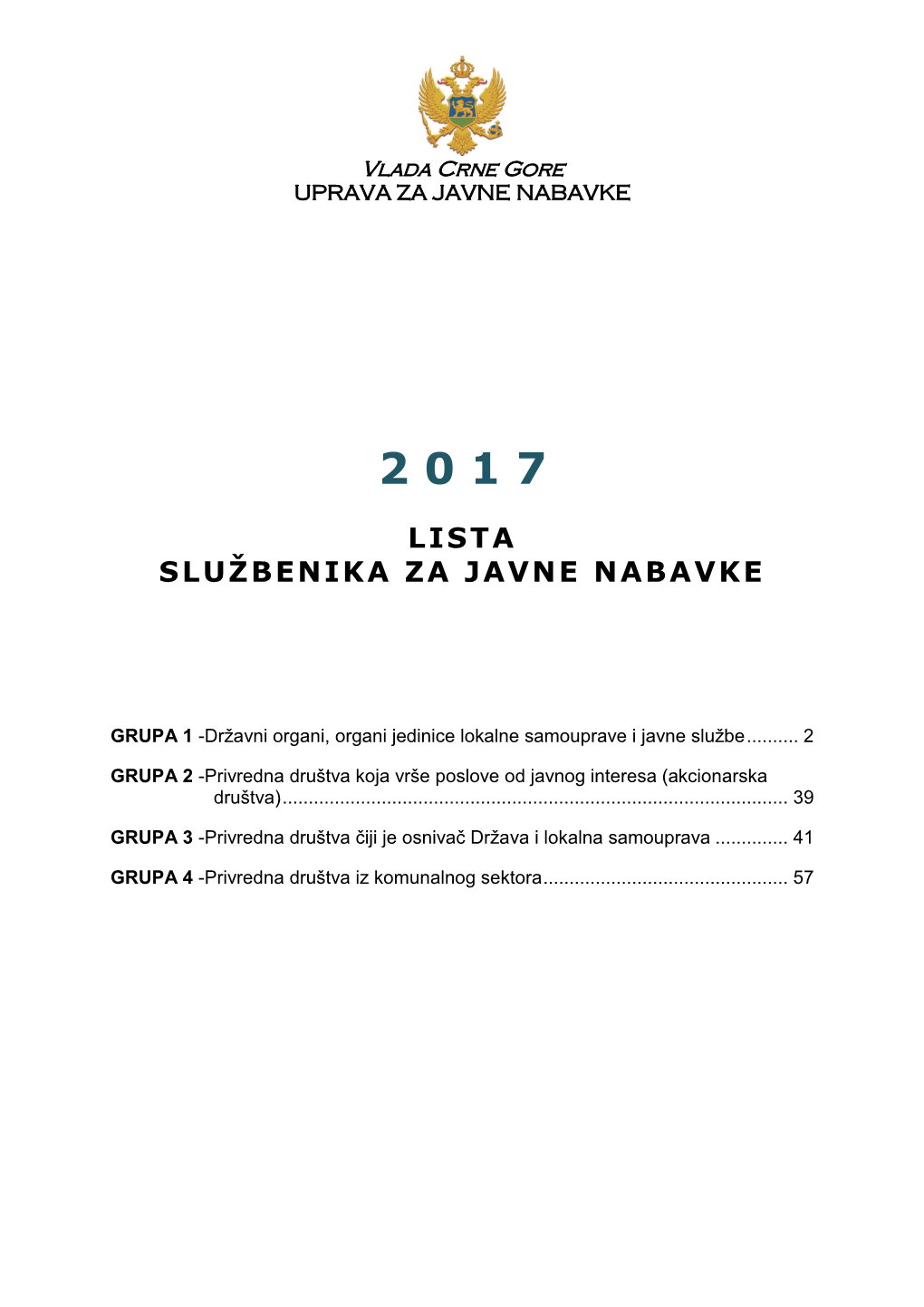 Lista Službenika Za Javne Nabavke