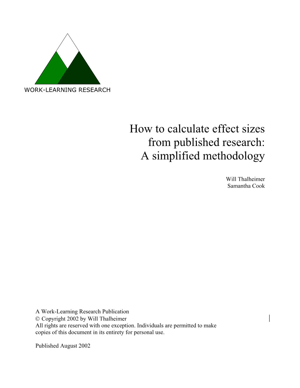 How to Calculate Effect Sizes from Published Research: a Simplified Methodology