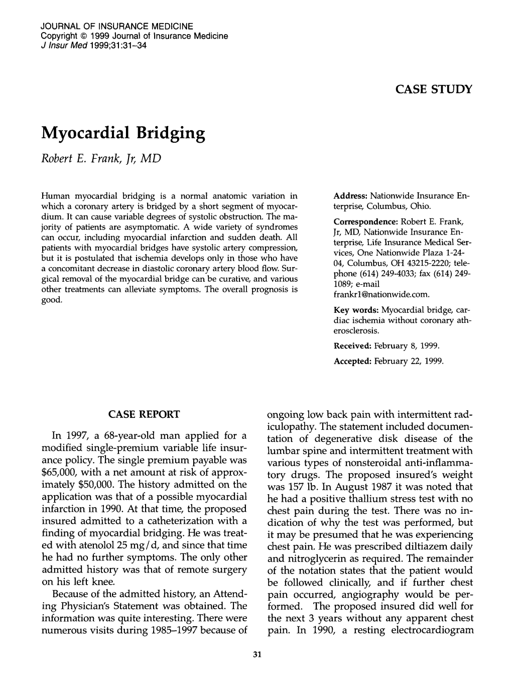 Myocardial Bridging Robert E