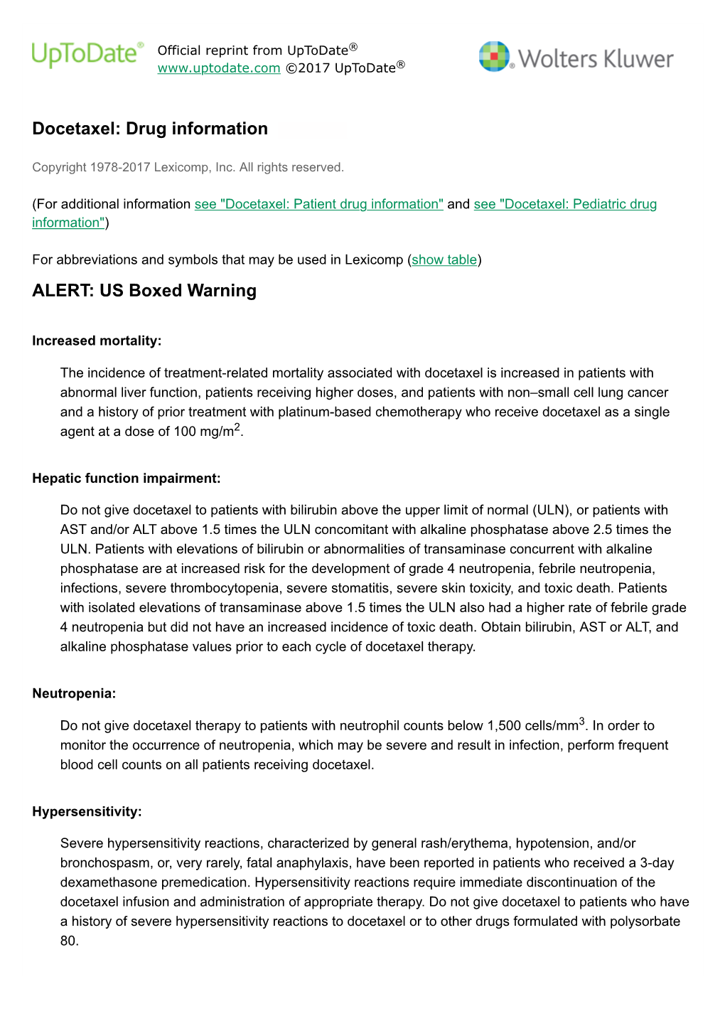 Docetaxel: Drug Information