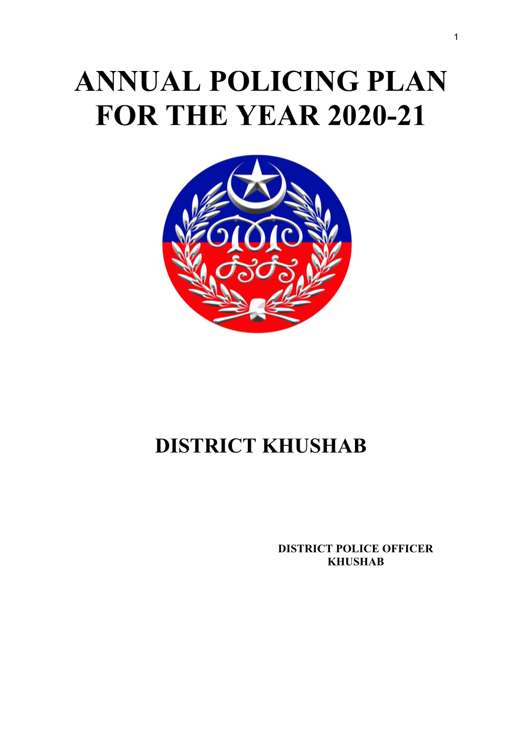 Annual Policing Plan for the Year 2020-21