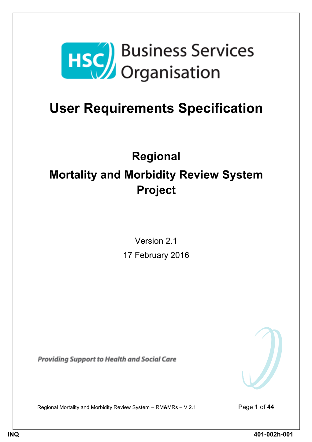 User Requirements Specification