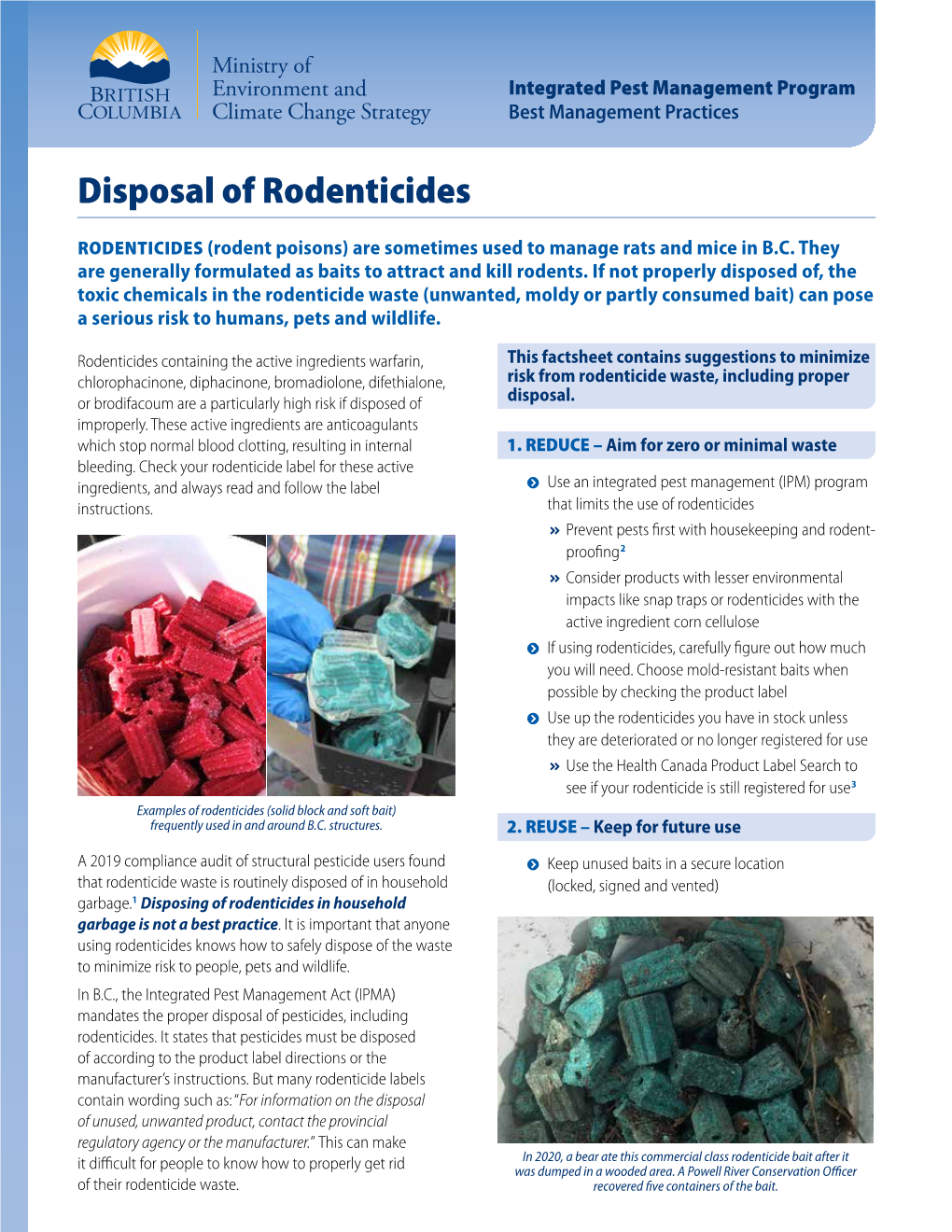 Disposal of Rodenticides