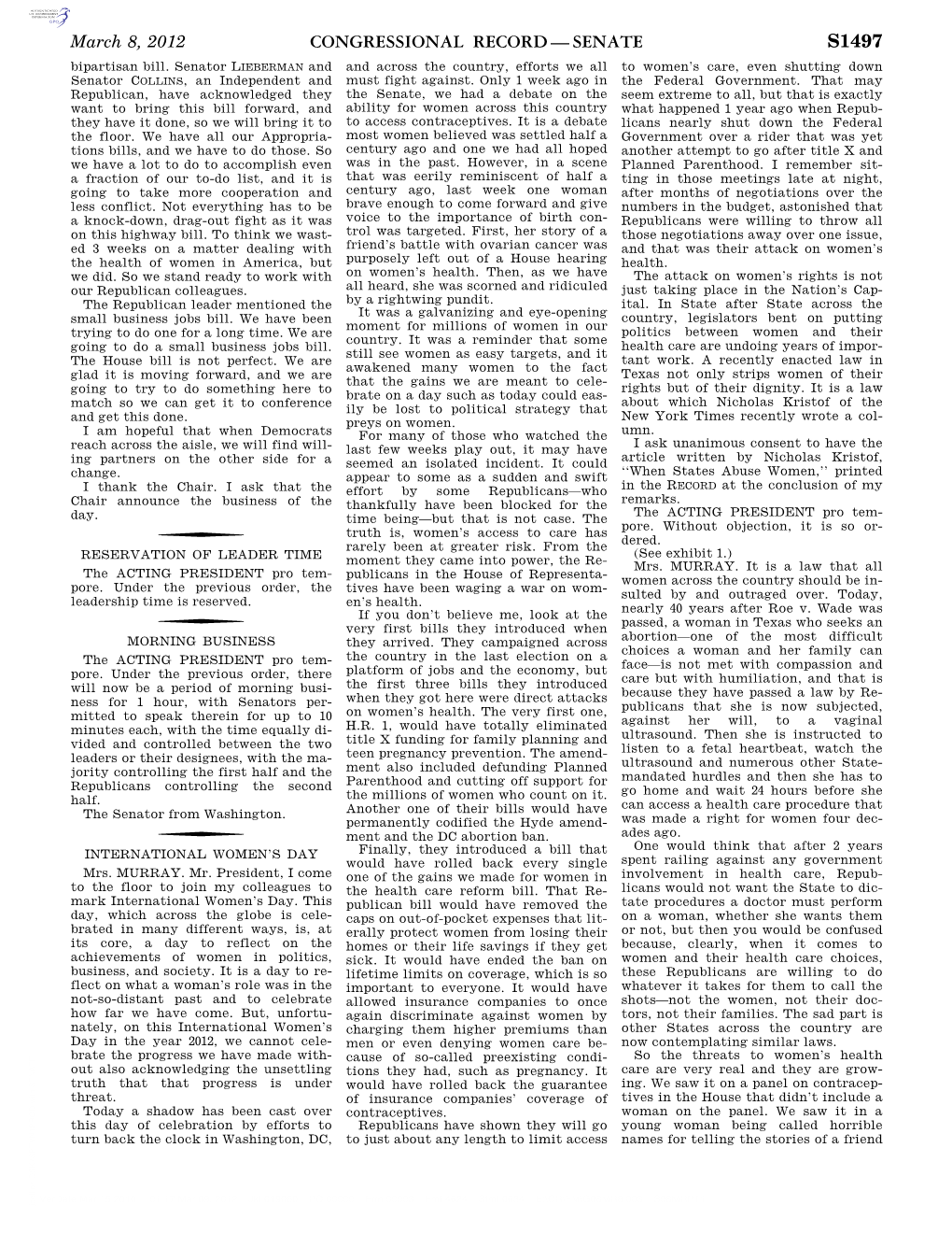 Congressional Record—Senate S1497