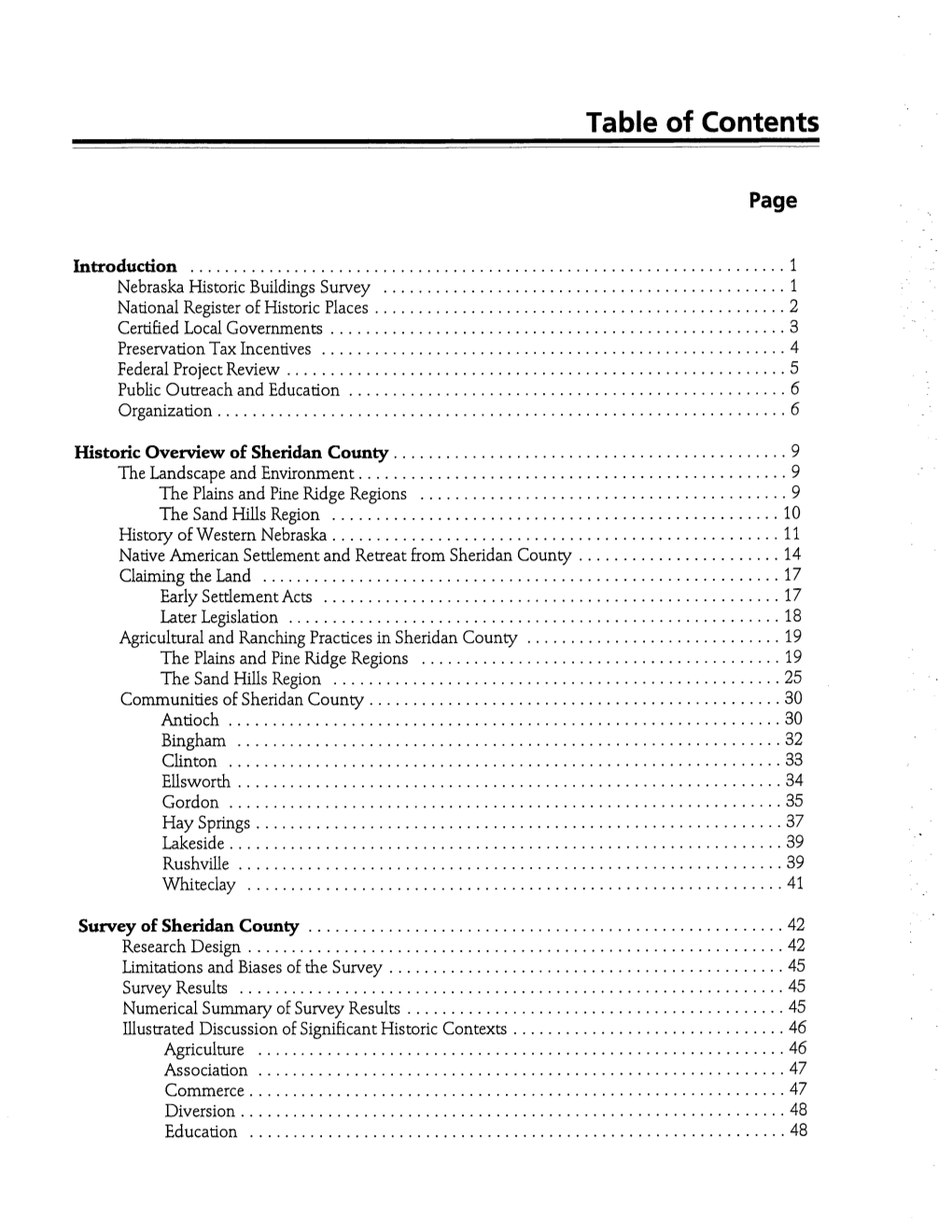 Table of Contents