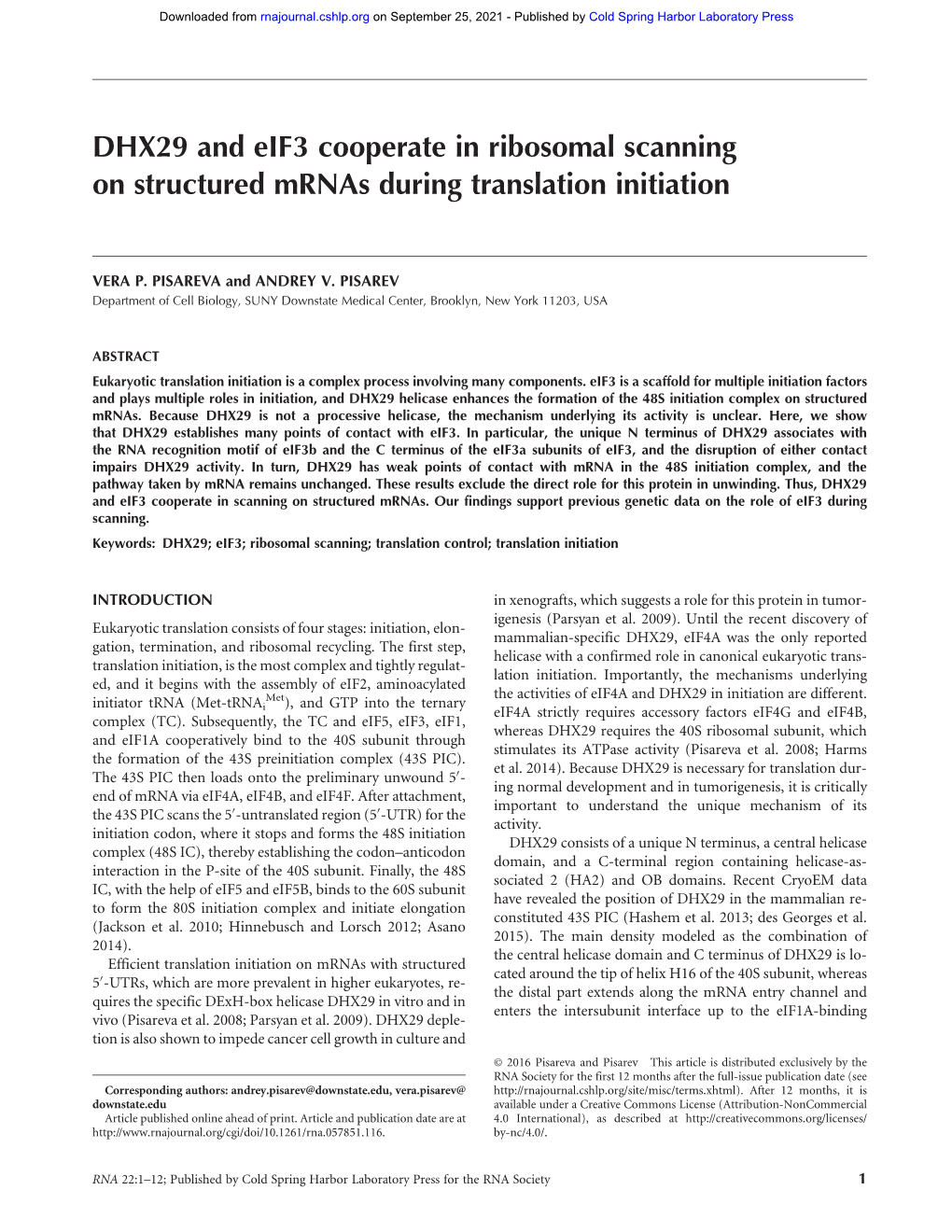 DHX29 and Eif3 Cooperate in Ribosomal Scanning on Structured Mrnas During Translation Initiation