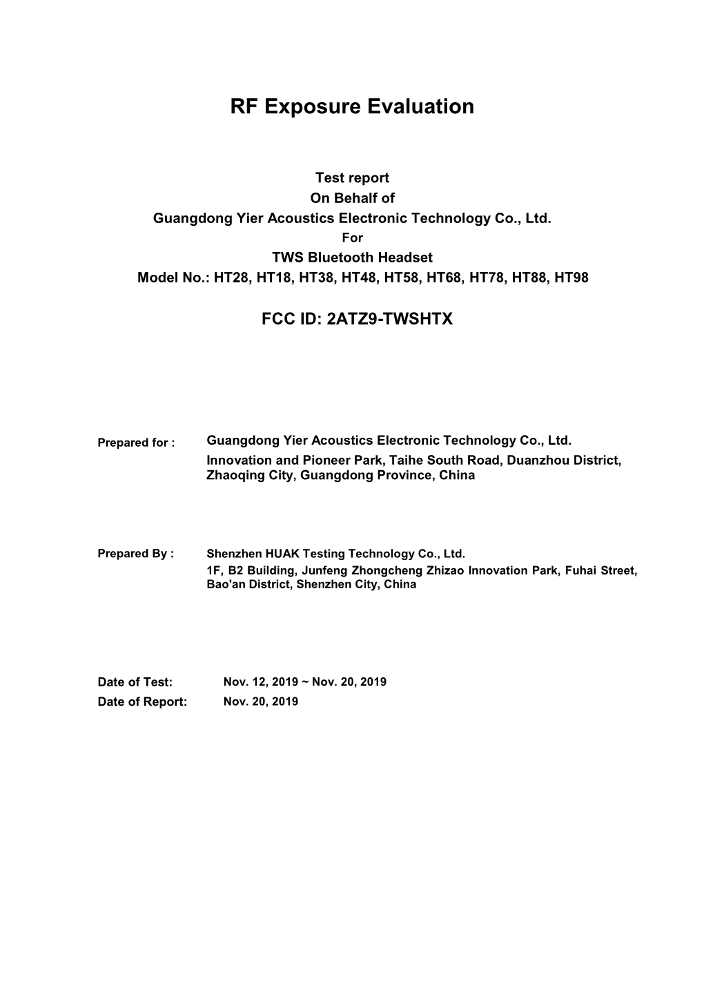 RF Exposure Evaluation