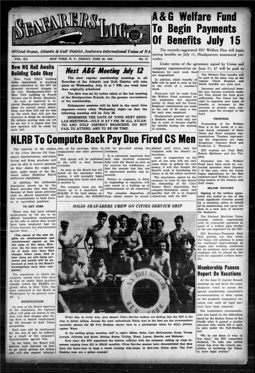 NLRB to Compute Back Pay Due Fired OS Men Boughman, Clarence Reed and Frederick C