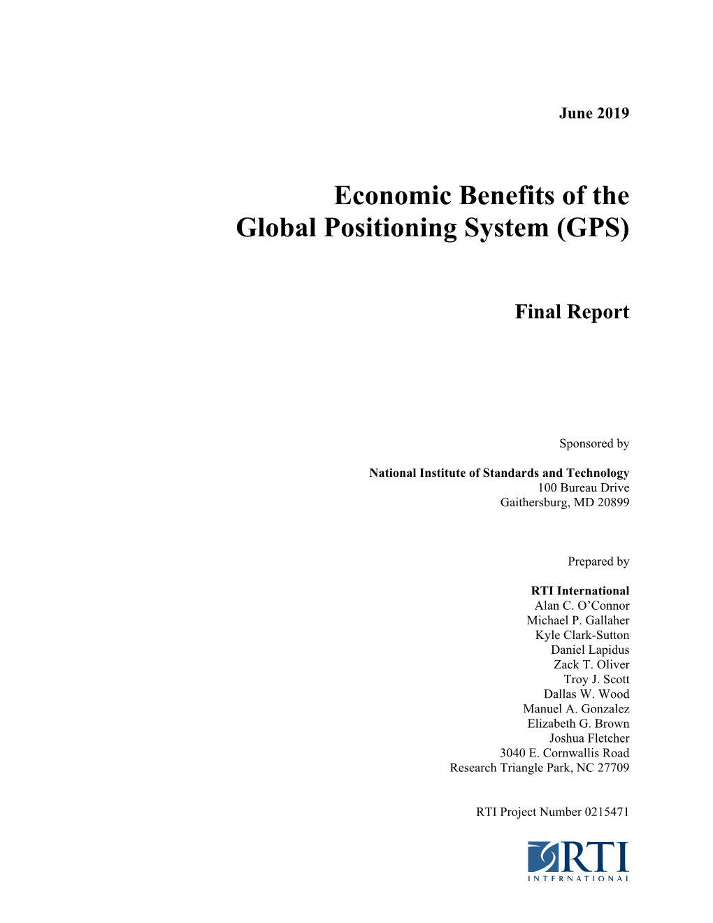 Economic Benefits of the Global Positioning System (GPS)