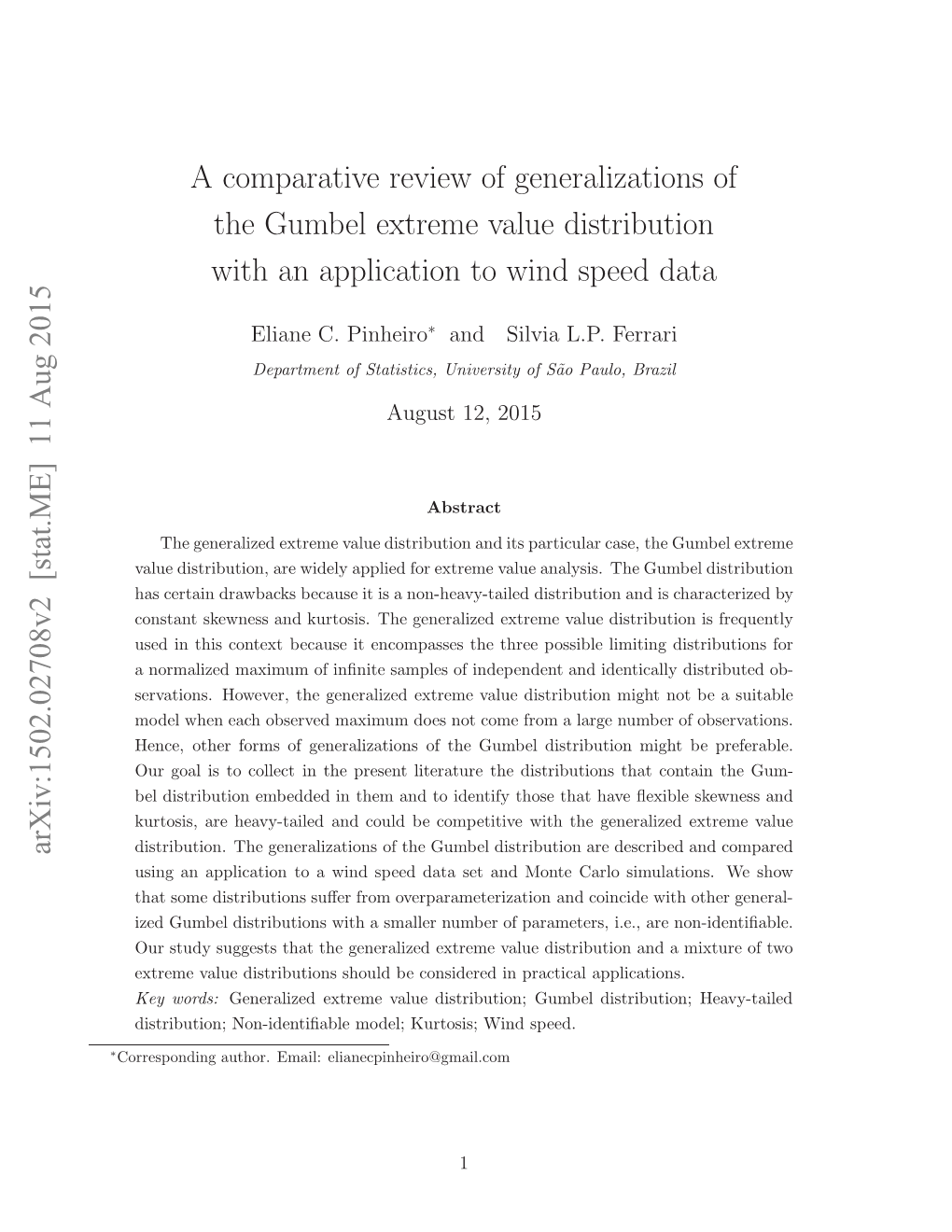 11 Aug 2015 a Comparative Review of Generalizations of the Gumbel