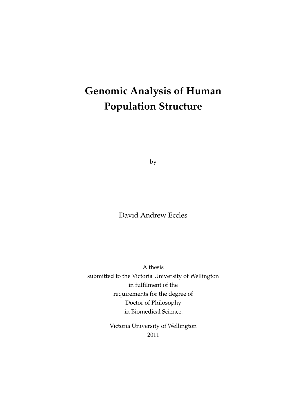 Genomic Analysis of Human Population Structure