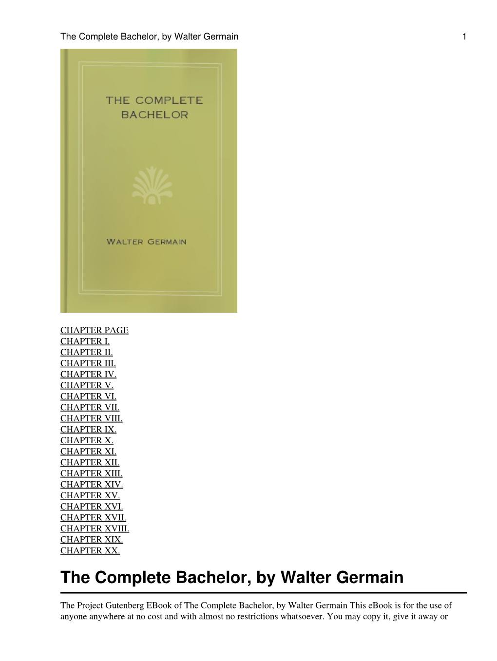 The Complete Bachelor, by Walter Germain 1