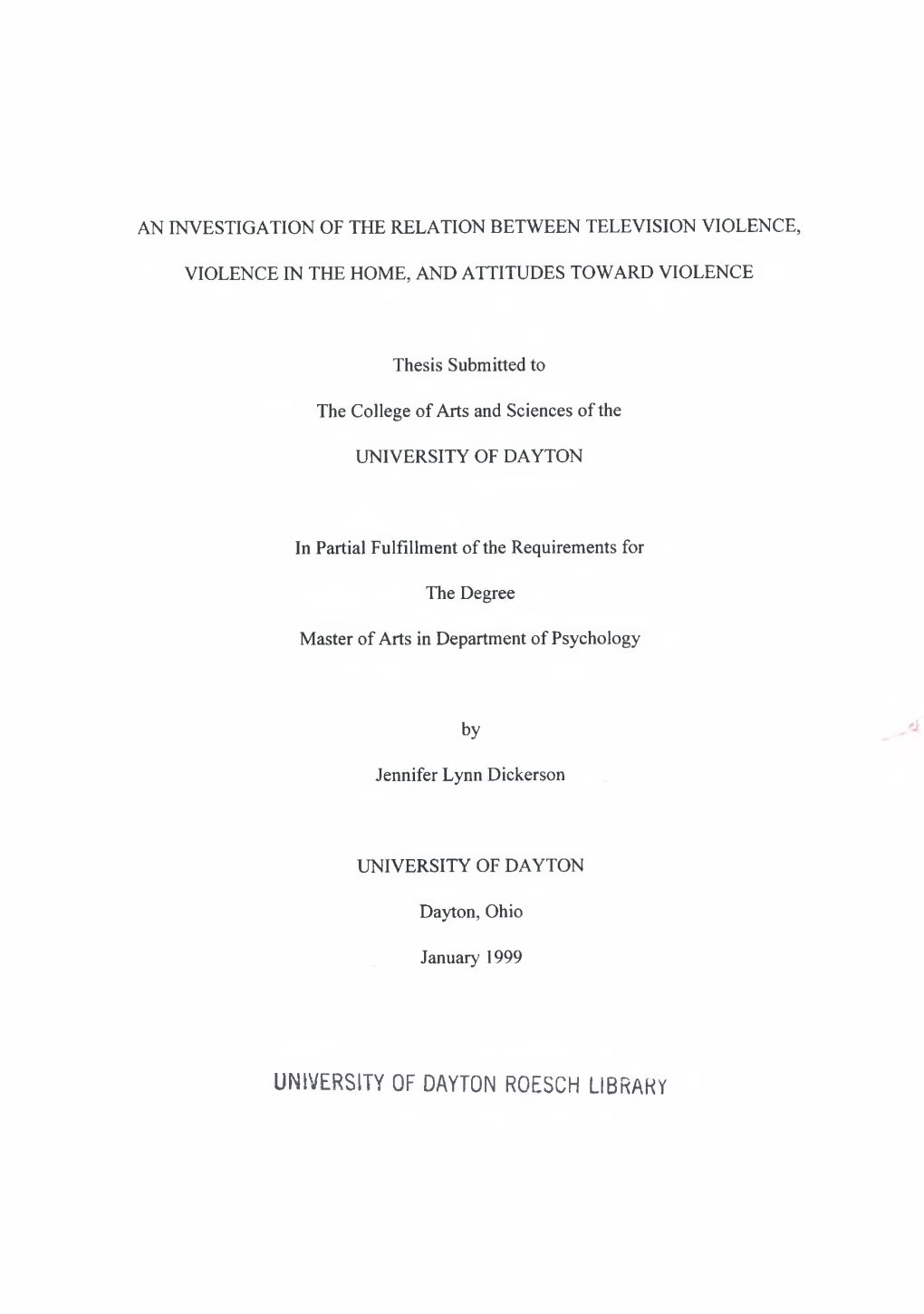 An Investigation of the Relation Between Television Violence