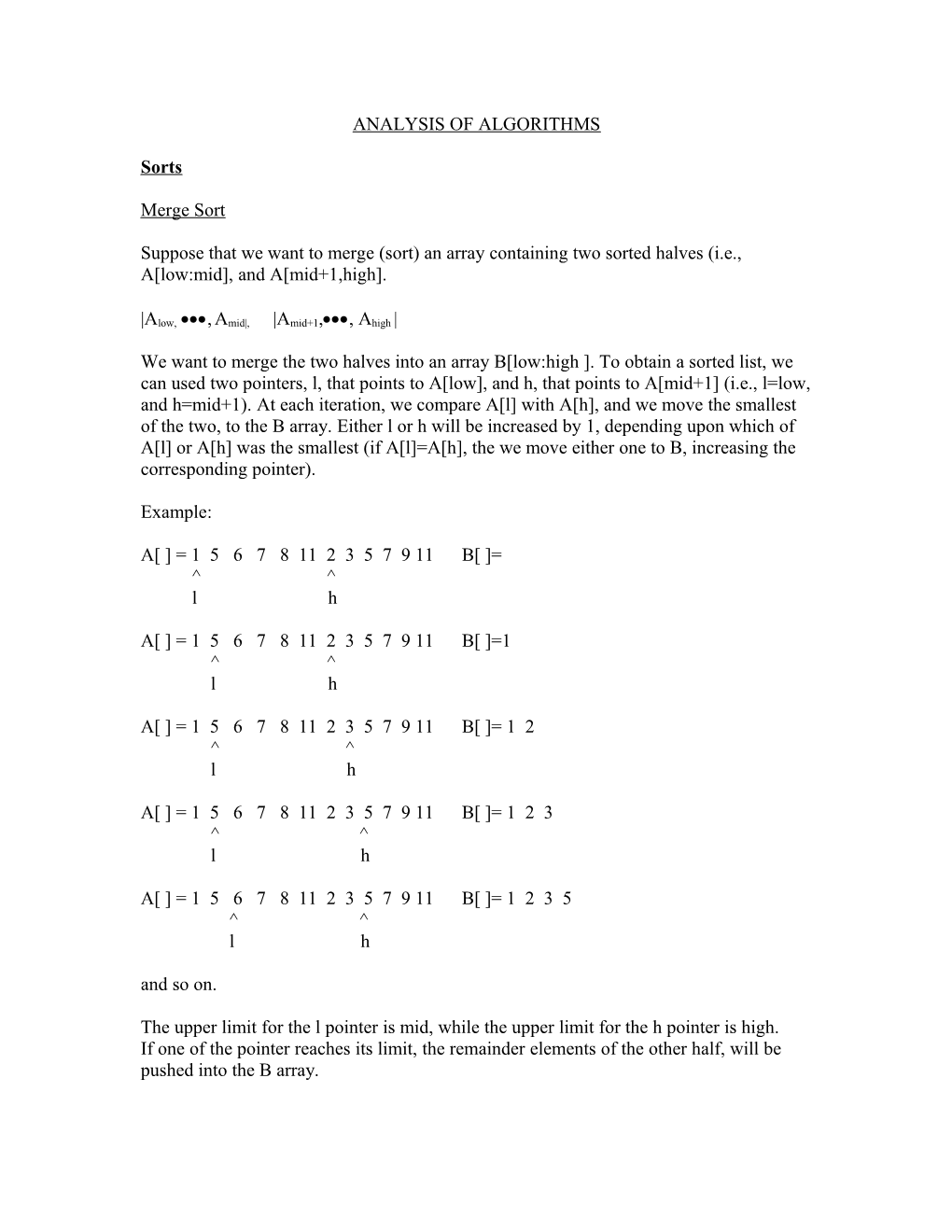 Analysis of Algorithms