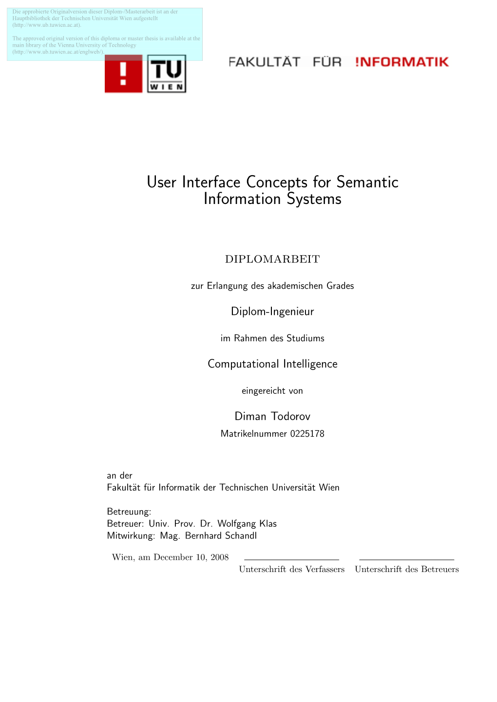 User Interface Concepts for Semantic Information Systems
