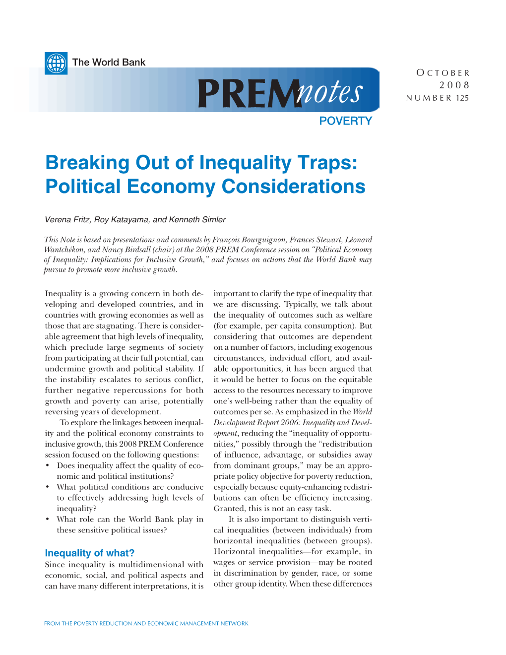 PREM Note 125 Political Economy Inequality.Indd