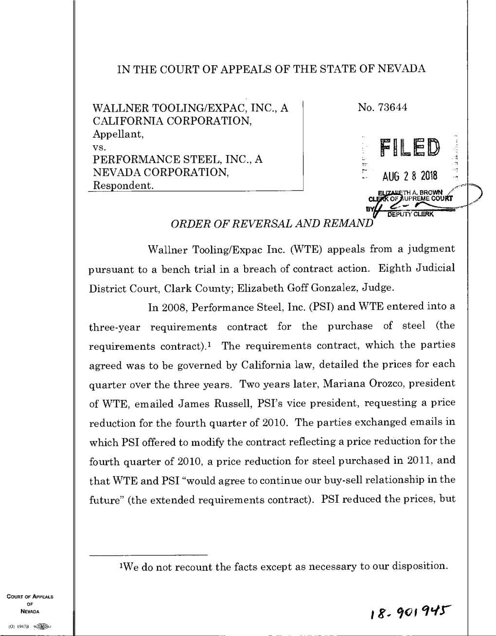 FEILED NEVADA CORPORATION, AUG 2 8 Nia Respondent