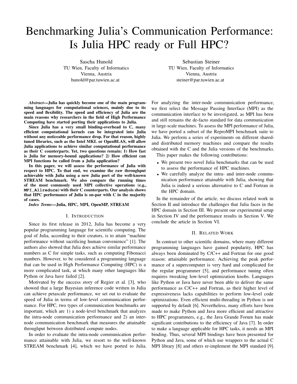 Benchmarking Julia's Communication Performance: Is Julia HPC Ready Or