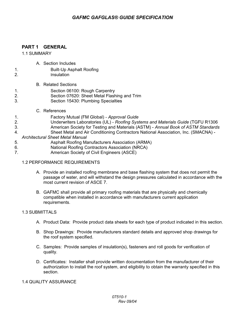 Gafmc Gafglas Guide Specification