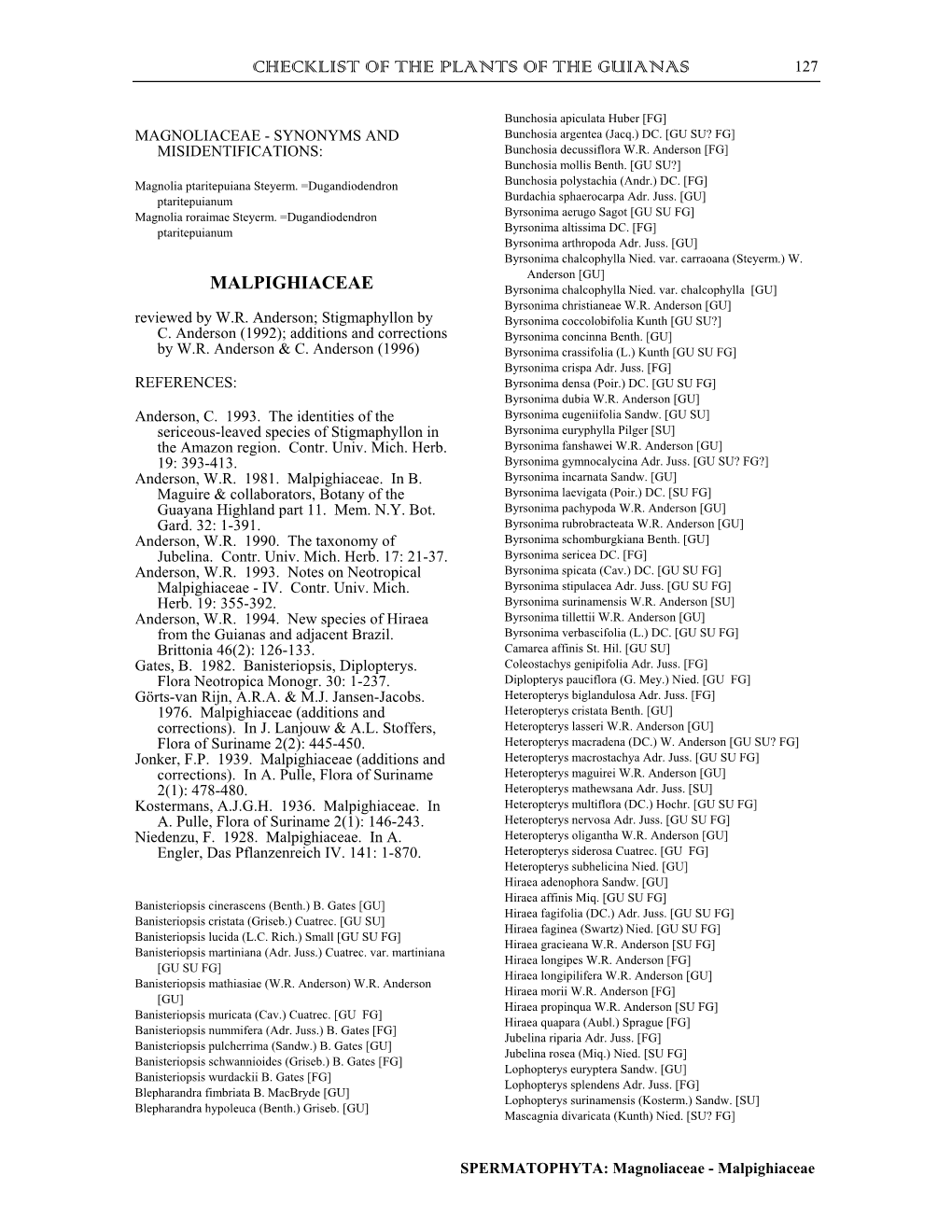 Checklist of the Plants of the Guianas 127