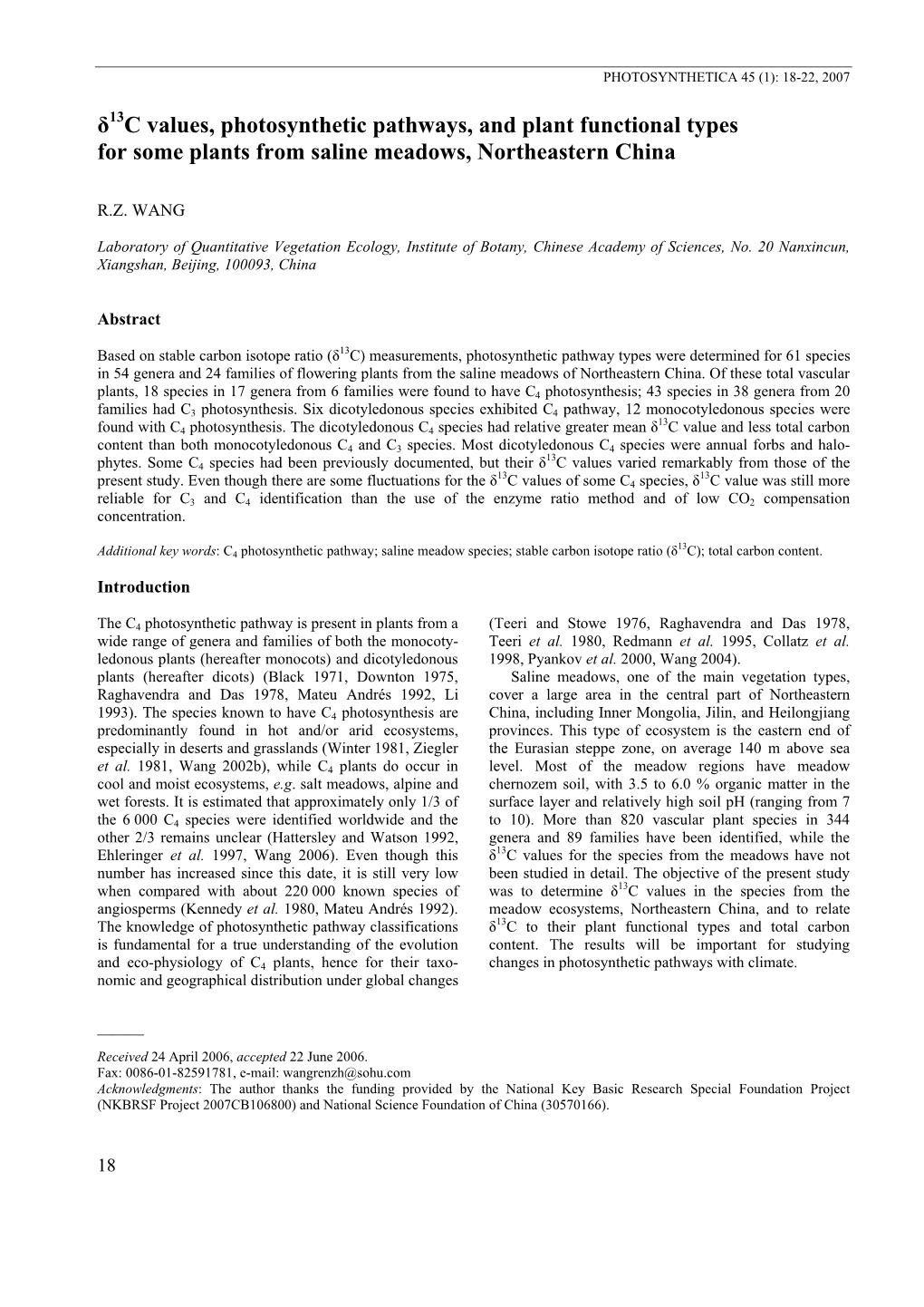 Δ13c Values, Photosynthetic Pathways, and Plant Functional Types For