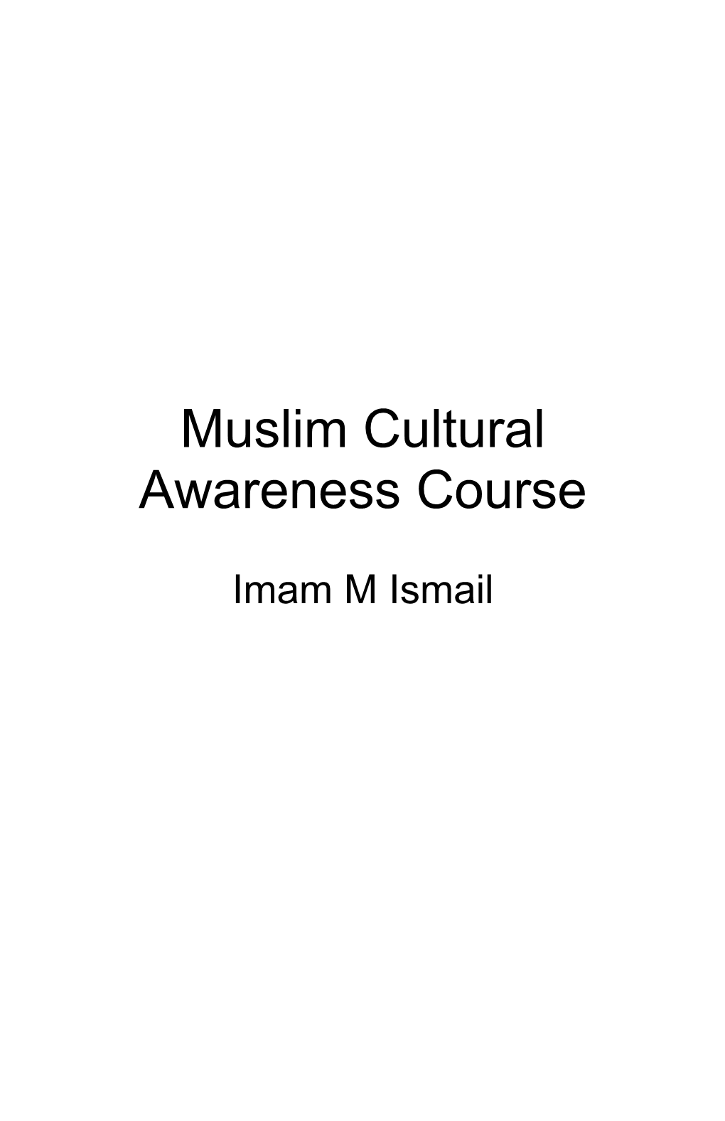 Muslim Cultural Awareness Course