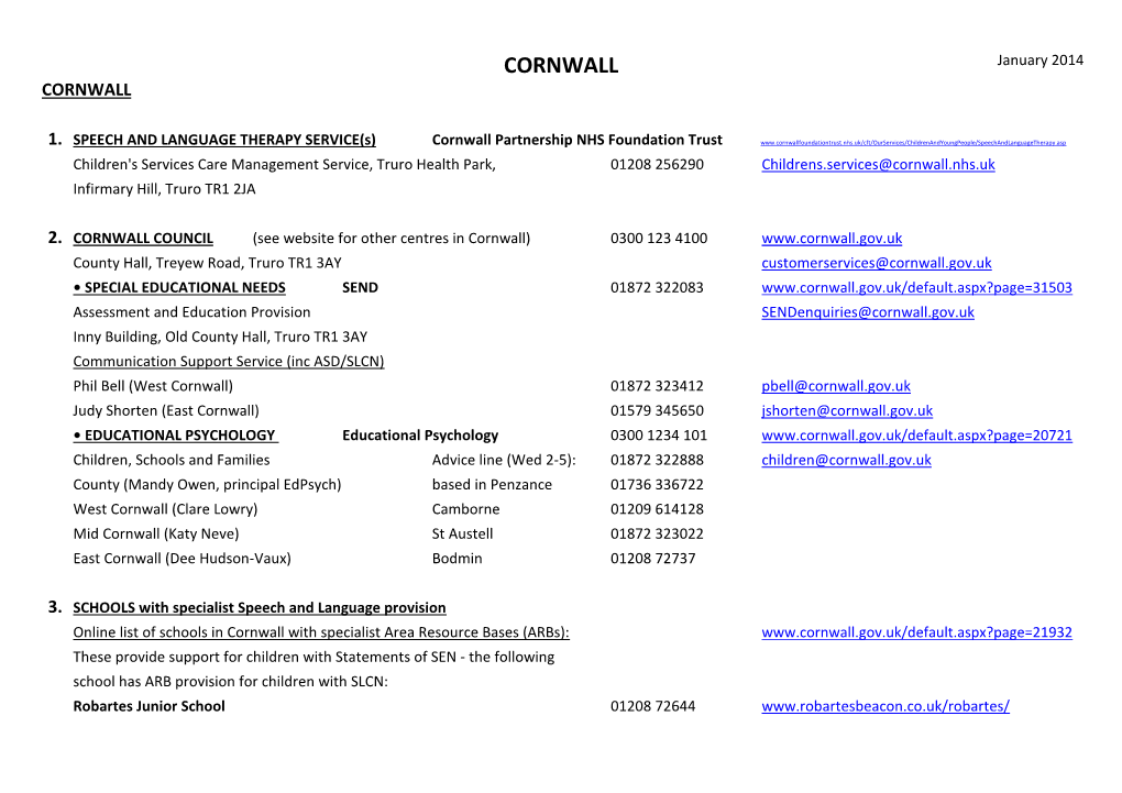 CORNWALL January 2014 CORNWALL