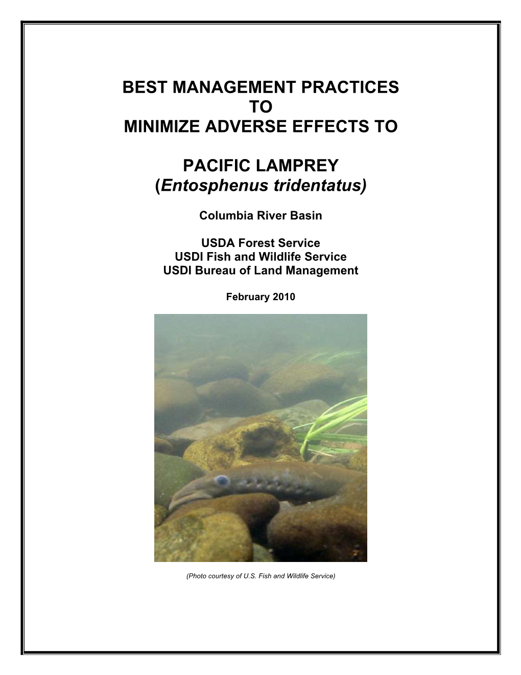 Best Mangement Practices to Minimize Adverse Effects to Pacific