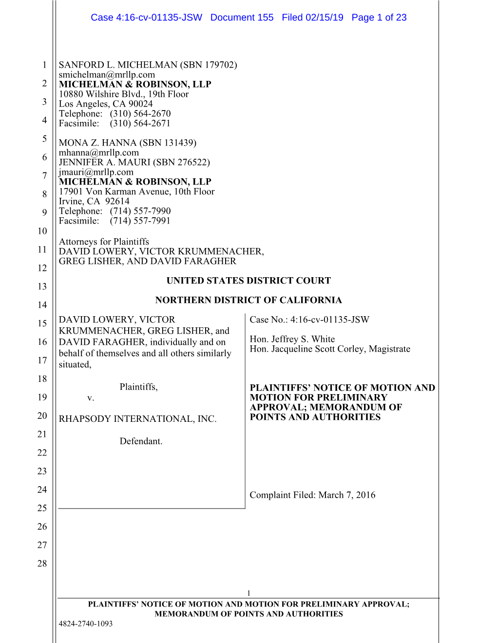 Preliminary Approval Documents Settlement Agreement Notice Plan