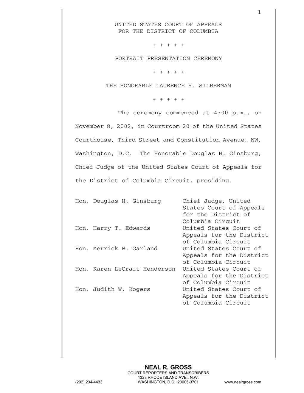 1 Neal R. Gross United States Court of Appeals for The