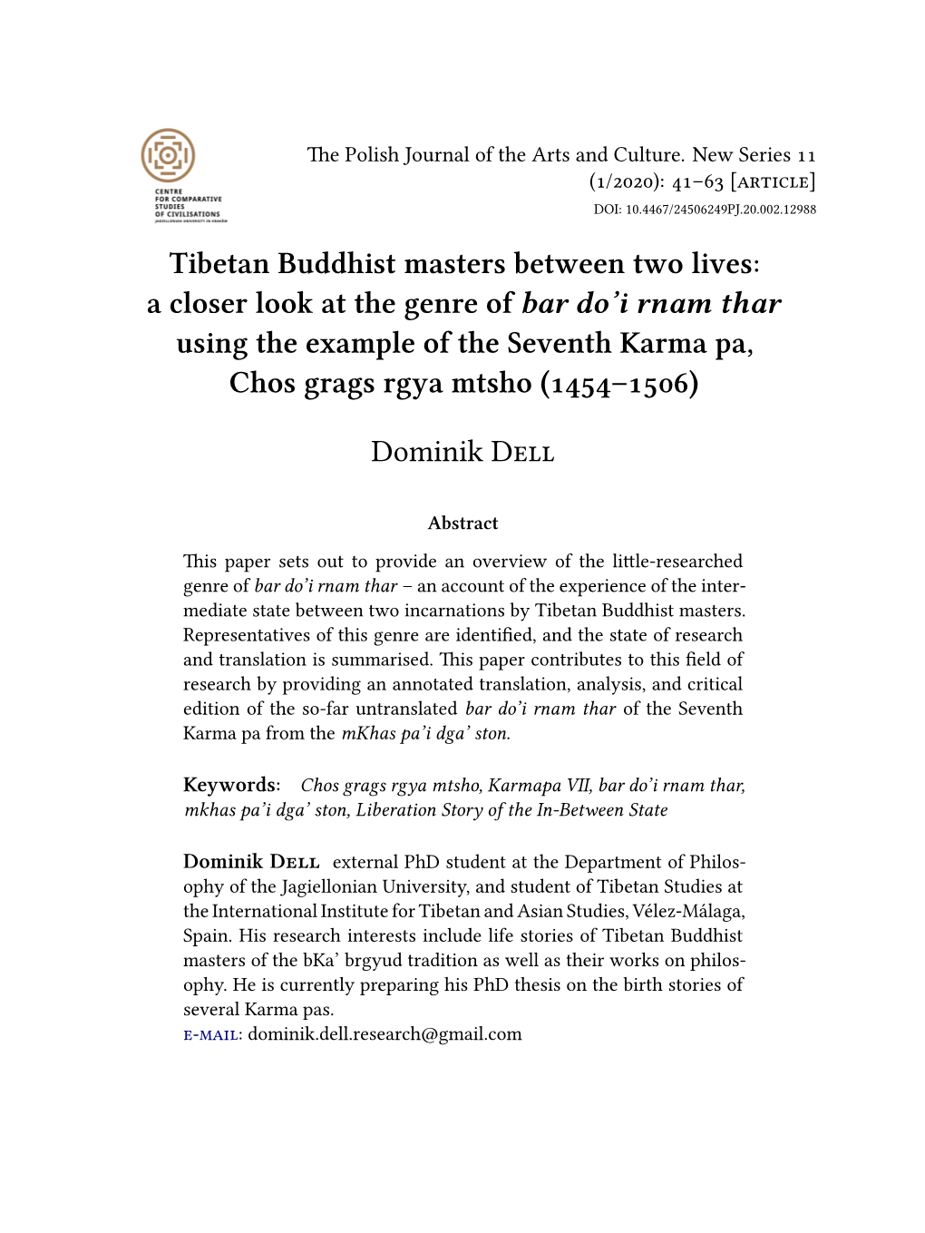 Tibetan Buddhist Masters Between Two Lives: a Closer Look at the Genre