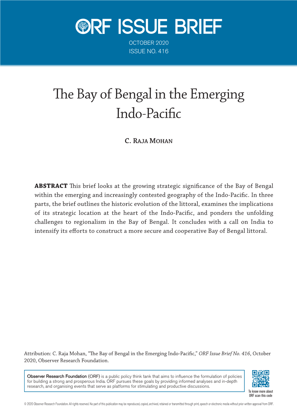 The Bay of Bengal in the Emerging Indo-Pacific