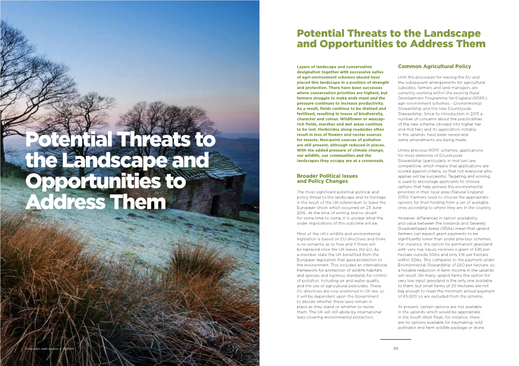 Potential Threats to the Landscape and Opportunities to Address Them