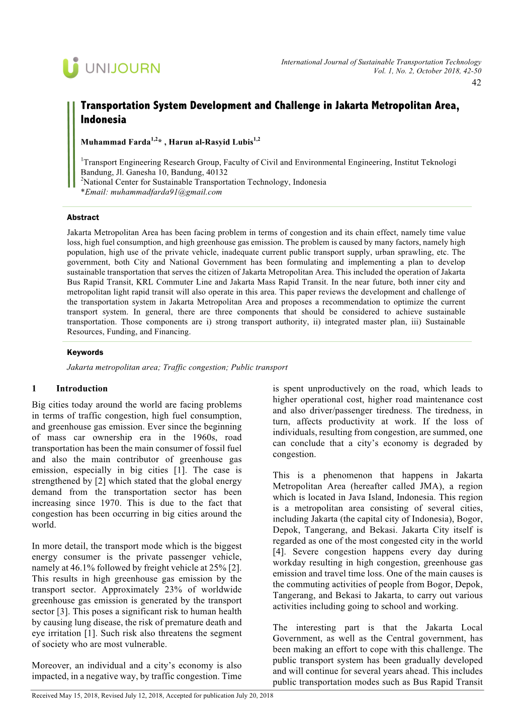 Transportation System Development and Challenge in Jakarta Metropolitan Area, Indonesia