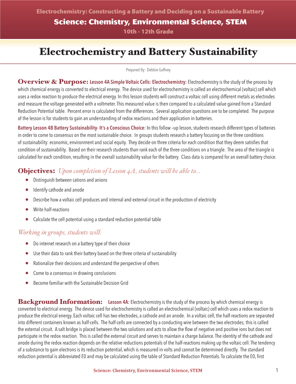 Electrochemistry and Battery Sustainability