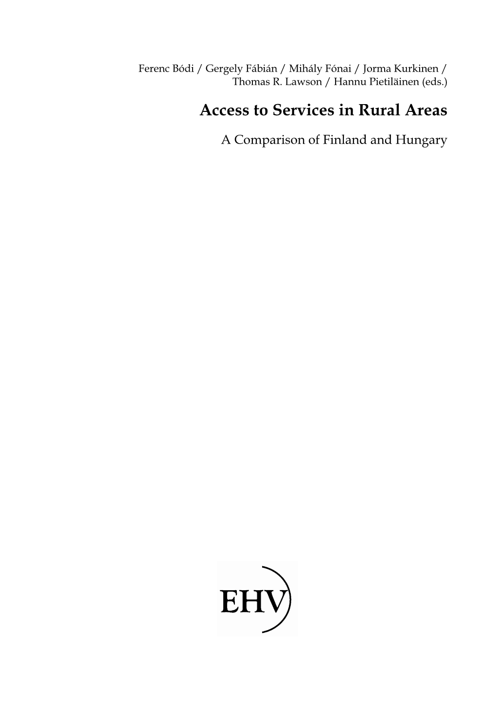 Access to Services in Rural Areas