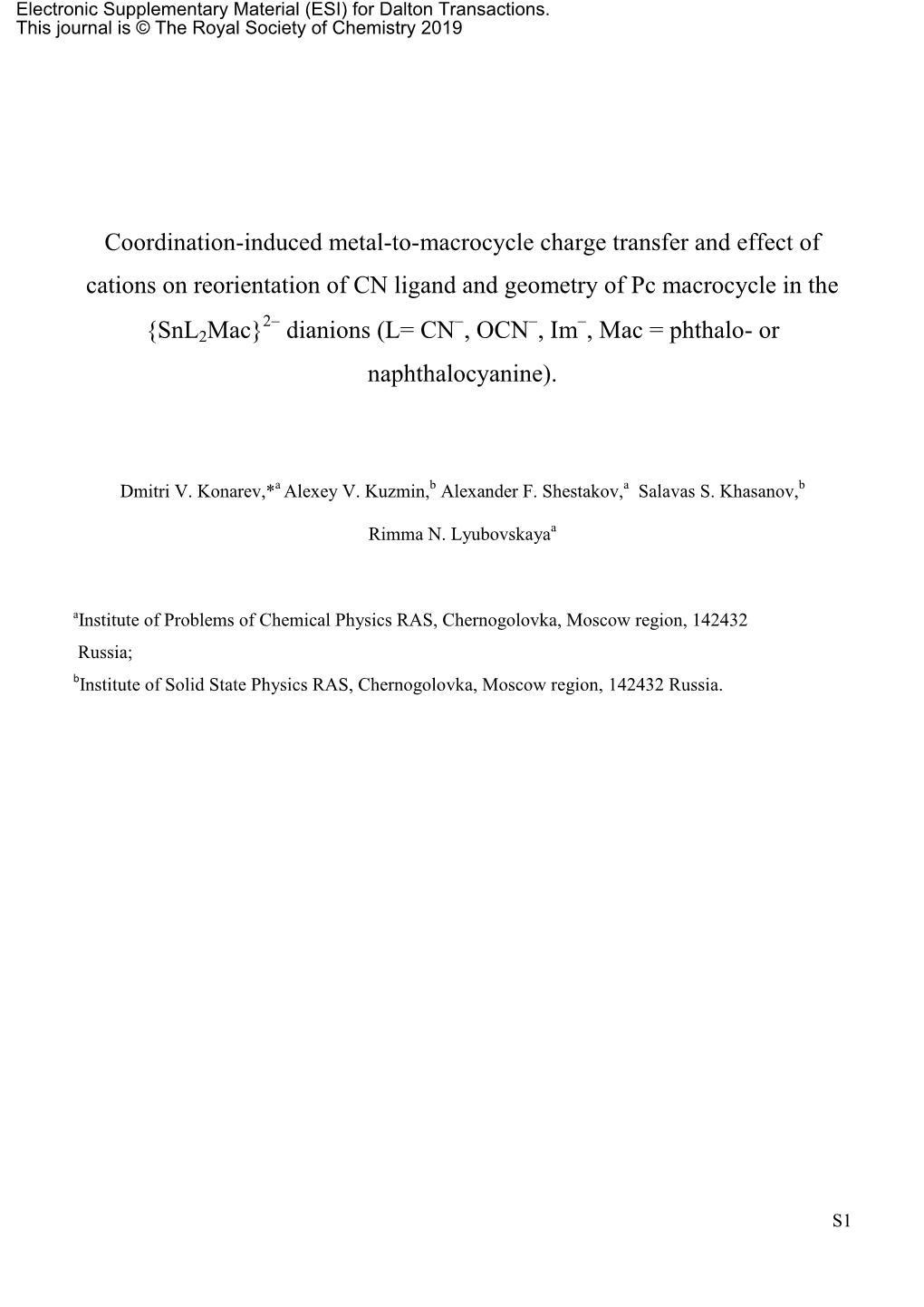 Coordination-Induced Metal-To-Macrocycle Charge Transfer