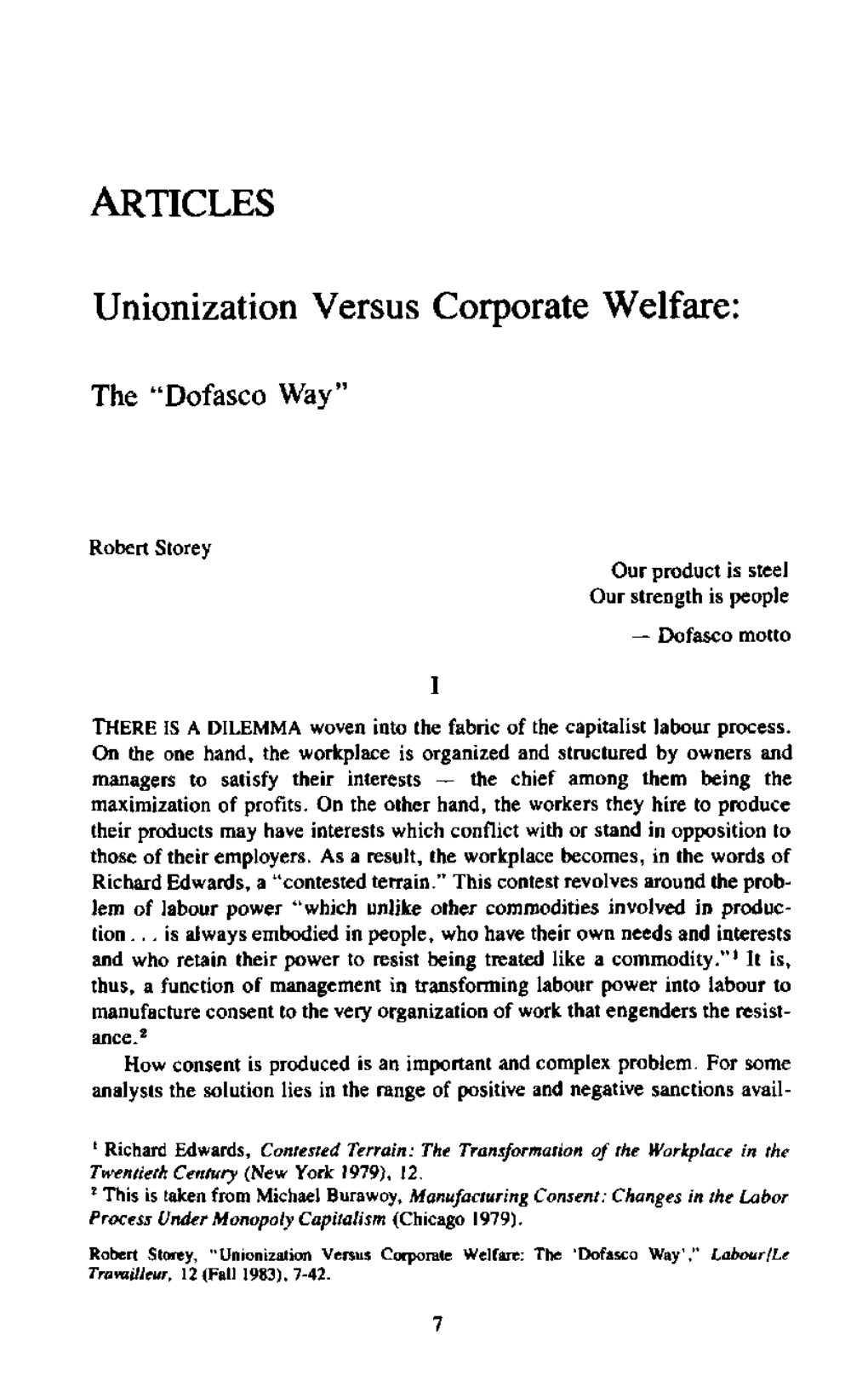 ARTICLES Unionization Versus Corporate Welfare