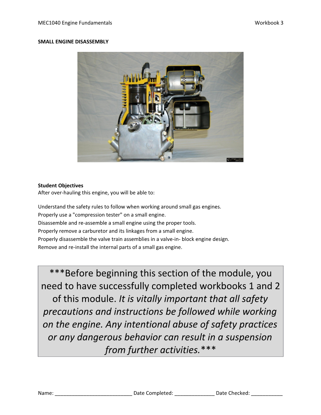 Small Engine Disassembly