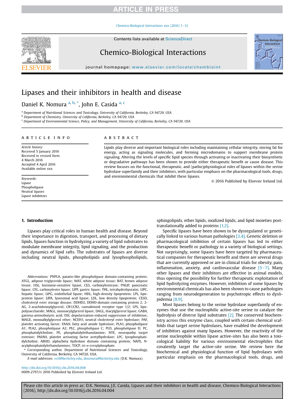 Lipases and Their Inhibitors in Health and Disease