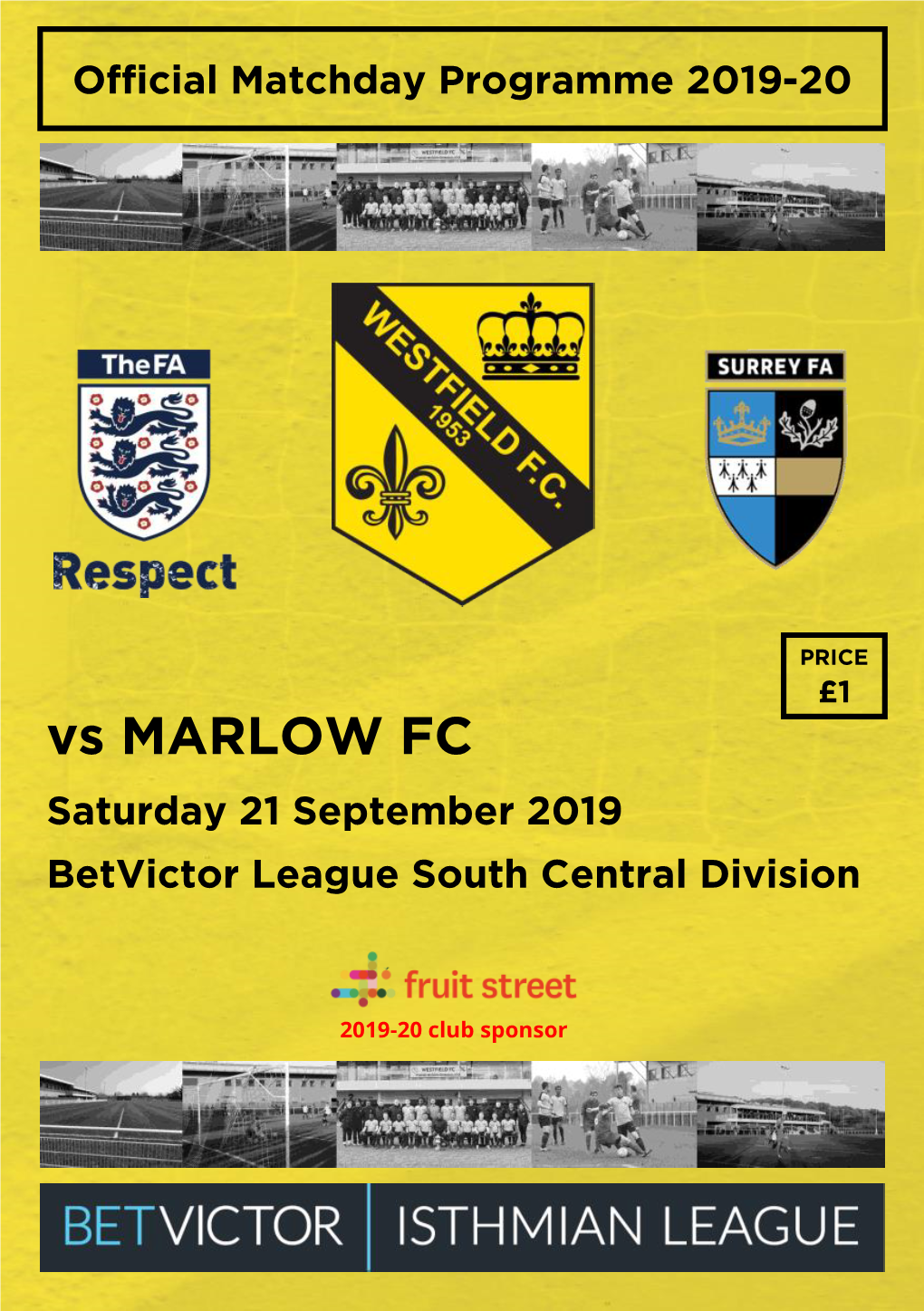 Vs MARLOW FC Saturday 21 September 2019 Betvictor League South Central Division