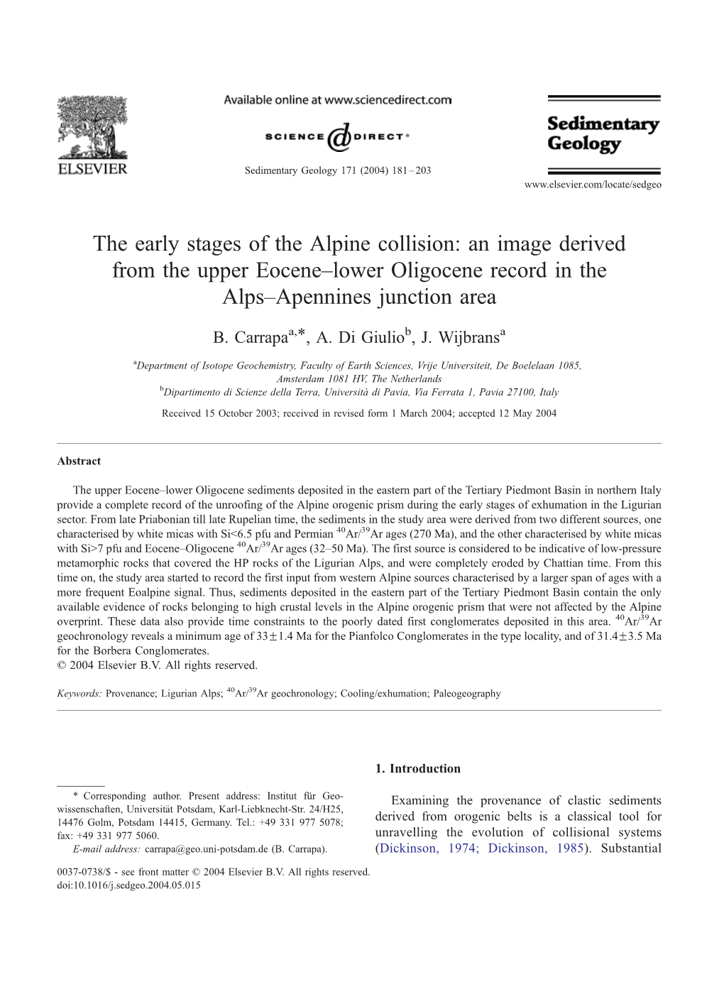 The Early Stages of the Alpine Collision: an Image Derived from the Upper Eocene–Lower Oligocene Record in the Alps–Apennines Junction Area